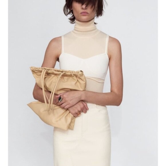 Zara Cream Large Shopper Tote Bag - Picture 2 of 12